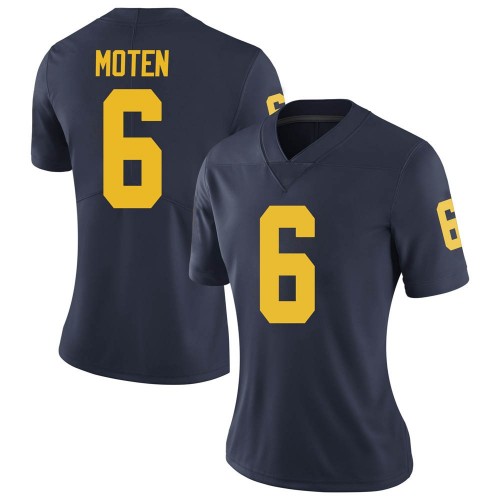 R.J. Moten Michigan Wolverines Women's NCAA #6 Navy Limited Brand Jordan College Stitched Football Jersey UUQ3054VY